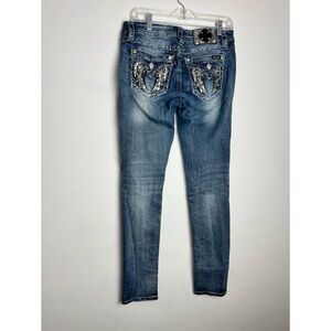 Miss Me Blue Skinny Jeans with Embellished Pockets